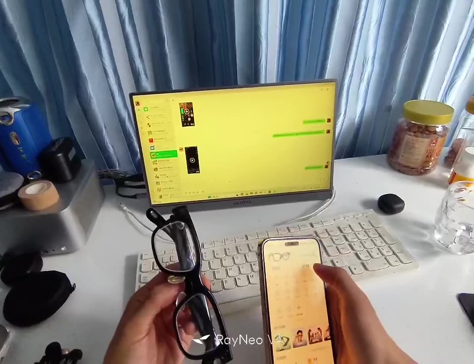 折叠镜腿按拍摄键